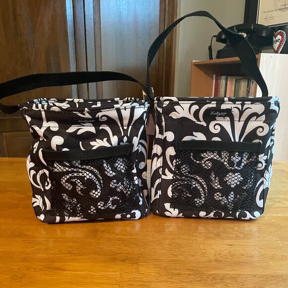 Two - Thirty-One Parisian Pop carry-all black white collapsible 6x6x6 caddies - Picture 1 of 10